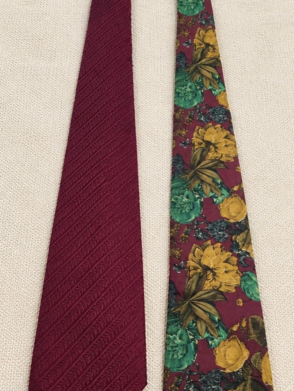 Men’s Necktie Lot of 2 – Burgundy Textured & Italian Floral Ties